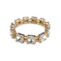 Clear Crystal Square and Gold Stretch Bracelet