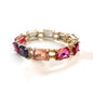 Pink Multi Rectangle Crystal Stretch Bracelet