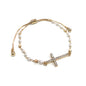 Pearl and Gold Chain with Gold Cross Charm Pull String