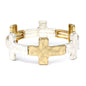 Worn Gold and Silver Cross Stretch Bracelet