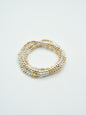 Gold Beaded with Silver Beaded Accents Set of 5 Stretch Bracelet