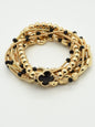 Gold Stretch Bracelet with Black Crystal and Clover Multi Bracelets