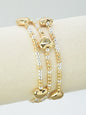 Set of 3 Gold and Silver Beaded with Gold Heart Stretch Bracelets