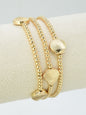 Set of 3 Gold Beaded with Gold Shell Stretch Bracelets
