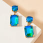 Blue Crystal Double Drop 1.25" Earring