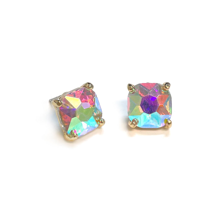 AB Clear Square Stone Stud Earring