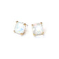 White 1.5" Squared Glass Crystal Stud Earring