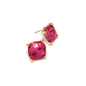 Hot Pink Square Stone Stud Earring