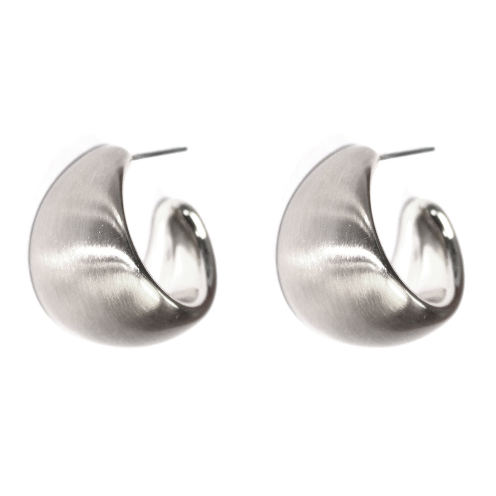 Matte Silver Wide Hoop .5" Earring