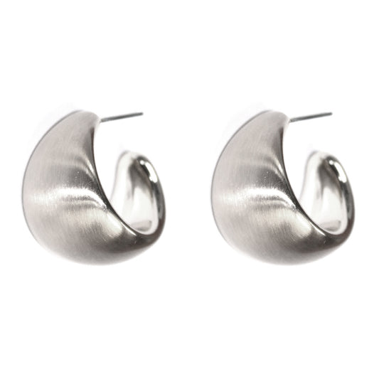 Matte Silver Wide Hoop .5" Earring