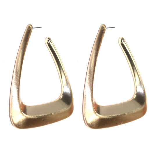 Worn Gold Lightweight Triangle 2" Earring