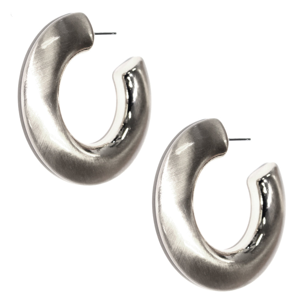 Matte Silver Thick 2" Earring