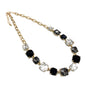 Black and Grey Multi Crystal and Gold Chain 16"-18" Necklace