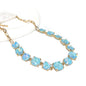 Pastel Blue Squared Glass Crystal and Gold Chain 16"-18" Necklace