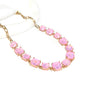 Pastel Pink Squared Glass Crystal and Gold Chain 16"-18" Necklace
