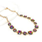 Rainbow Multi Crystal and Gold Chain 16"-18" Necklace
