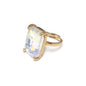 White Stone Rectangle Stone Adjustable Ring