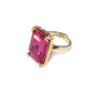 Hot Pink Rectangle Stone Adjustable Ring