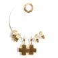 Set of Three Gold Huggie Hoops and Cross .5" Earrings