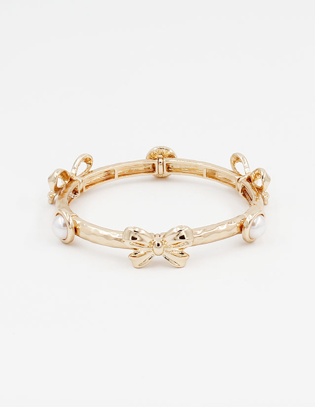 Gold Metal Bow Stretch Bracelets