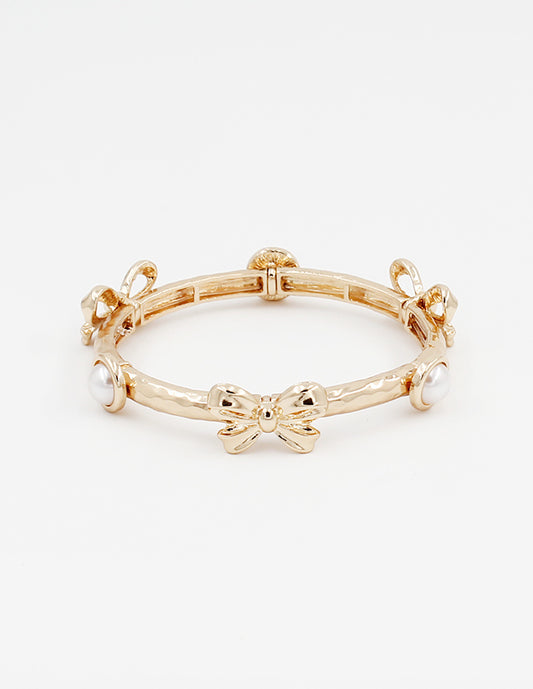 Gold Metal Bow Stretch Bracelets