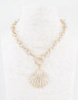 Gold Open Circles with Gold Hammered Shell Charm 16"-18" Necklace