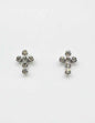 Silver with Rhinestone Cross .5" Stud Earring