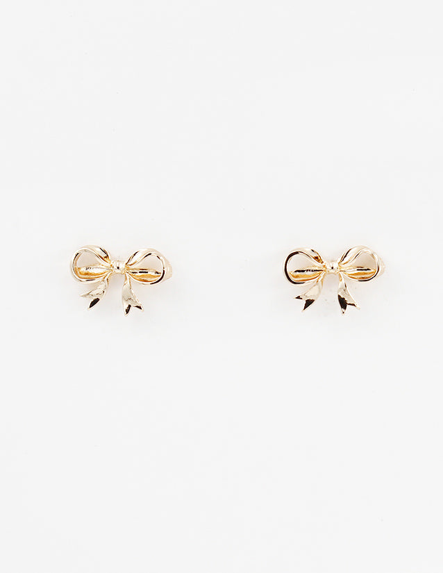 Gold Metal Stud .5" Bow Earring