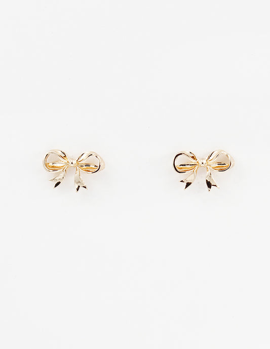 Gold Metal Stud .5" Bow Earring