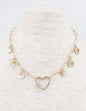 Gold Chain with Rhinestone Hearts and Bow Charms 16"-18" Necklace