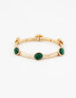 Hammered Gold Textured and Green Stone Stretch Bracelet