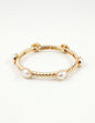 Ribbed Gold Textured and Pearl Stretch Bracelet