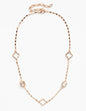 Gold Textured Chain with Open Clover and Squared Clear Stone 16"-18" Necklace