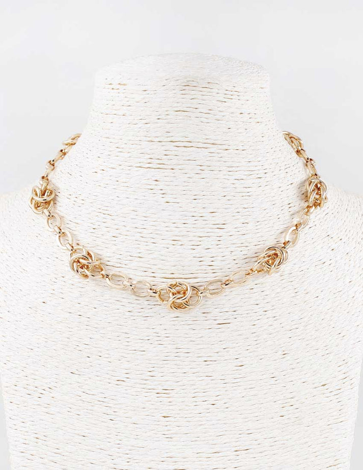 Gold Multi Link Chain Knotted Accent 16"18" Necklace Whats Hot Jewelry