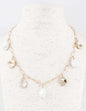 Gold Coin, Pearl, and Crystal Drop Charm 16"-18" Necklace