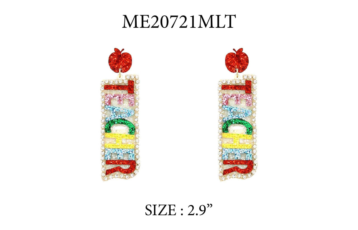 Multi Glitter Teacher 2" Earrings – Whats Hot Jewelry