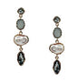 Light Blue and Gold with Freshwater Pearl 1.5" Drop Earring