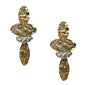 Worn Gold and Silver Hammered Geometric Drop 2" Earring