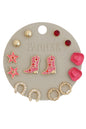 Pink Cowboy Boot, Western Set of 7 Stud Earrings