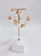 Gold Textured and Pearl 2" Hoop Earring