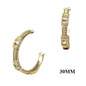 Gold Textured with Clear Crystal 1.5" Hoop Earring