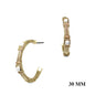 Gold Textured with Pearl 1.5" Hoop Earring