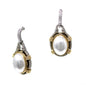Antiqued Style Silver and Gold with Oval Pearl 1" Earring