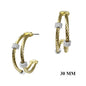 Gold Wired with Silver Rhinestone Accents 1.5" Earring