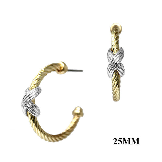 Gold Wired with Silver Wired X Accents 1.5" Earring