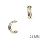 Gold and Silver Triple Layered with Twisted Middle 1" Hoop Earring