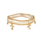 Set of 3 Gold Beaded and Pearl with Cross Charms Stretch Bracelets