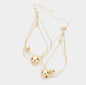 Gold Layered Oval Ball Drop 1.75" Earring