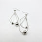 Silver Layered Oval Ball Drop 1.75" Earring