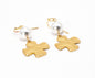 Gold Hammered Cross and Pearl 1.5" Earring